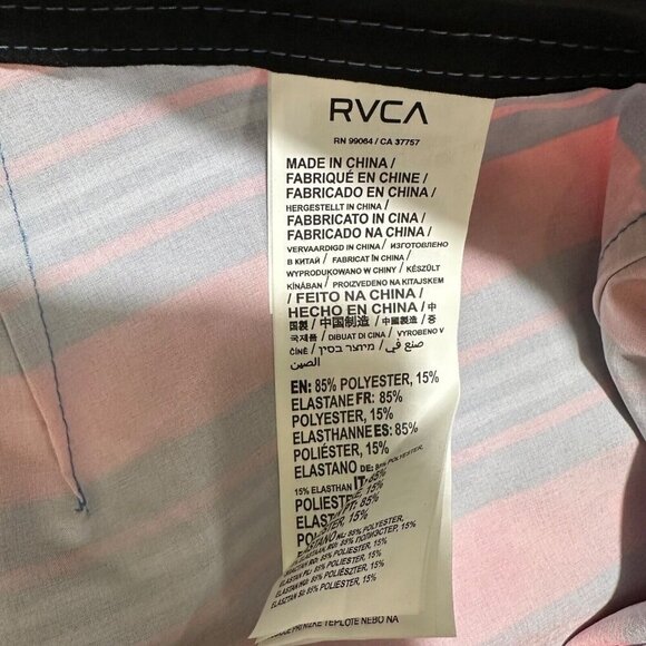 RVCA‎ Mens Size 29 Retro Pink Blue Striped Stretch 20” Board Shorts Swim NWT - Picture 13 of 13